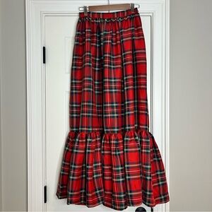 Red Plaid Full Skirt Women’s Small Side Pockets Side Zipper